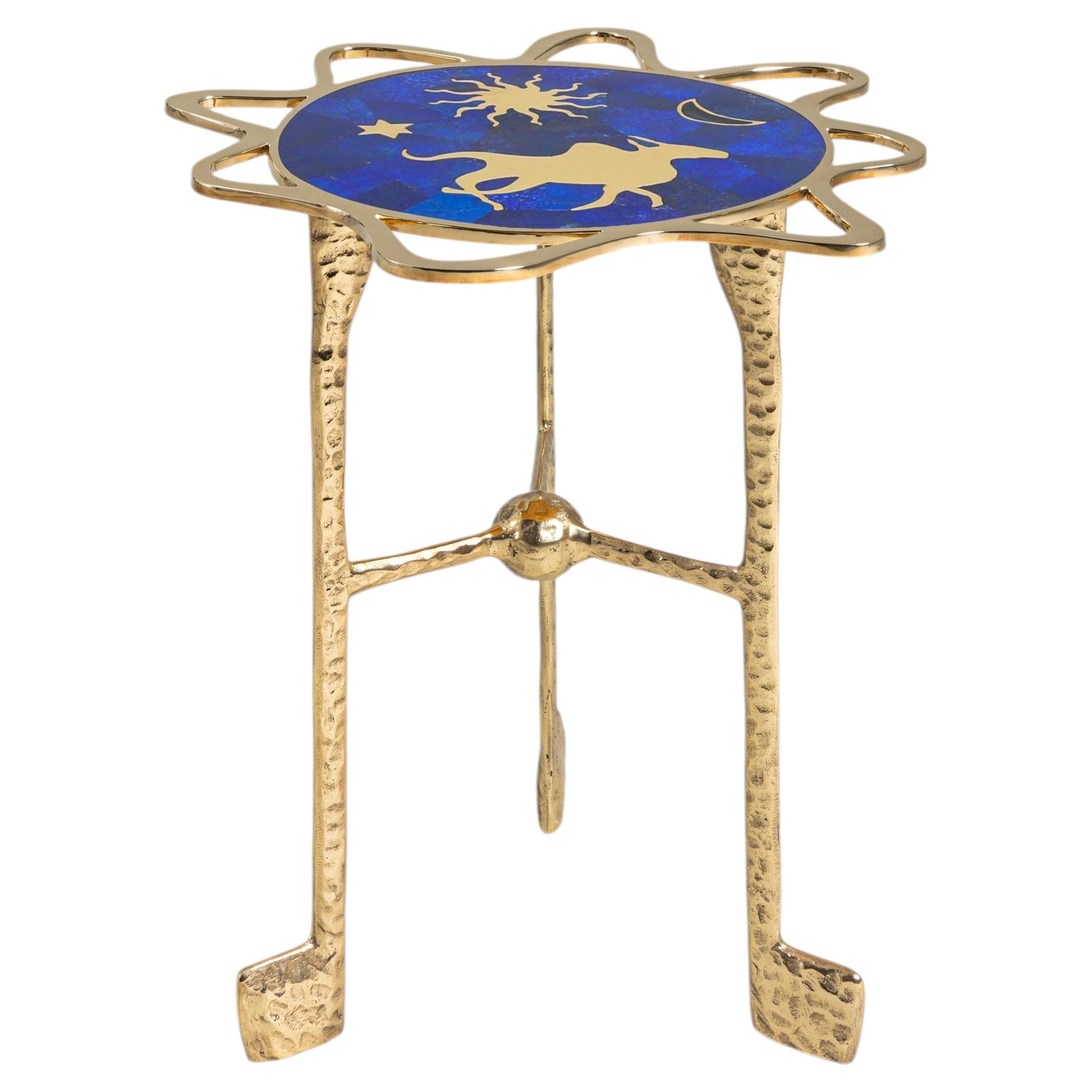 Taurus Side Table in Brass with Semi Precious Stones, Viya by Vikram Goyal