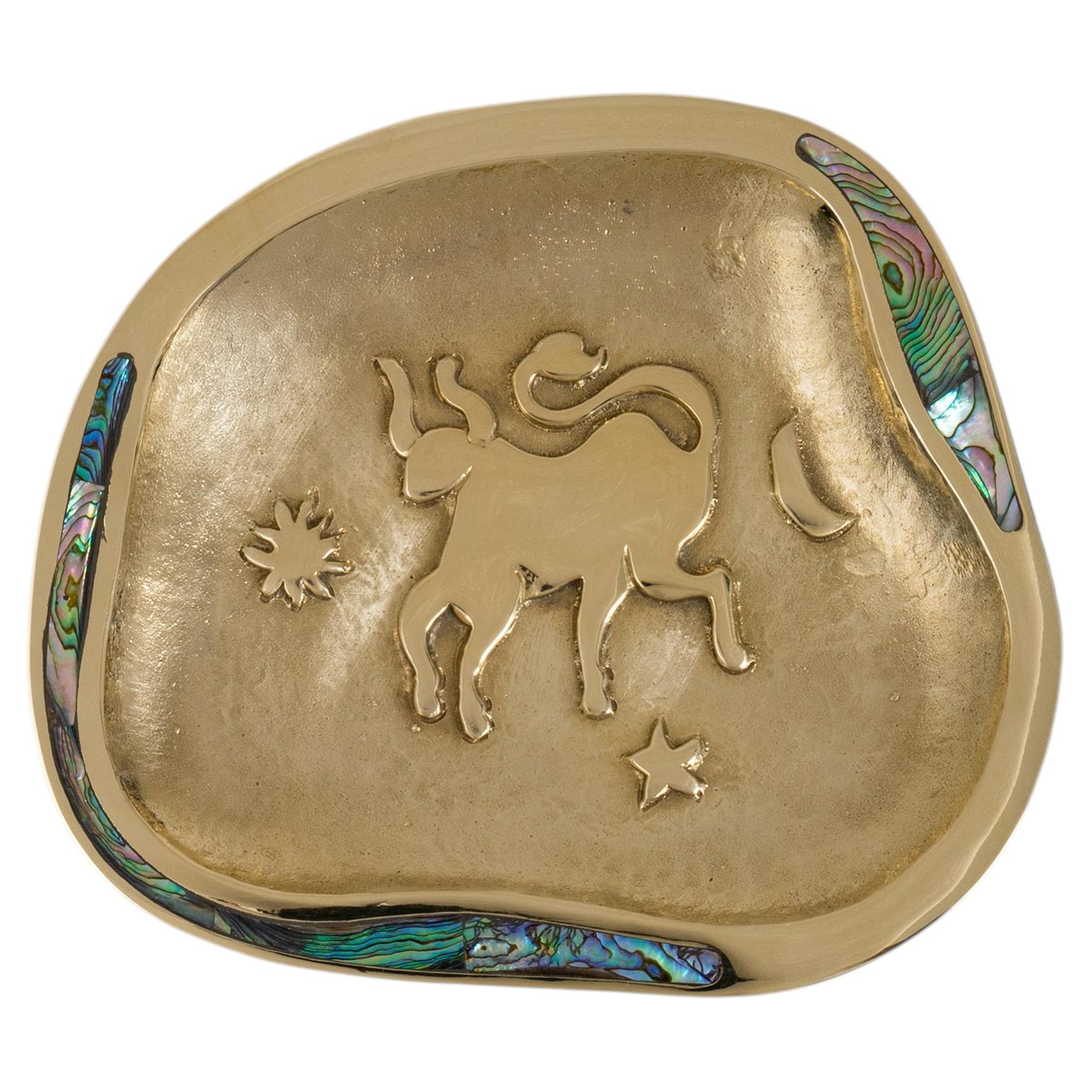 Taurus Trinket Tray in Brass with Semi Precious, Viya by Vikram Goyal