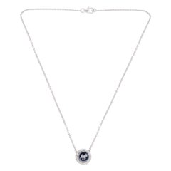 Taurus Zodiac Cameo SI/H Diamond Halo Pendant Necklace 14 Karat White Gold
