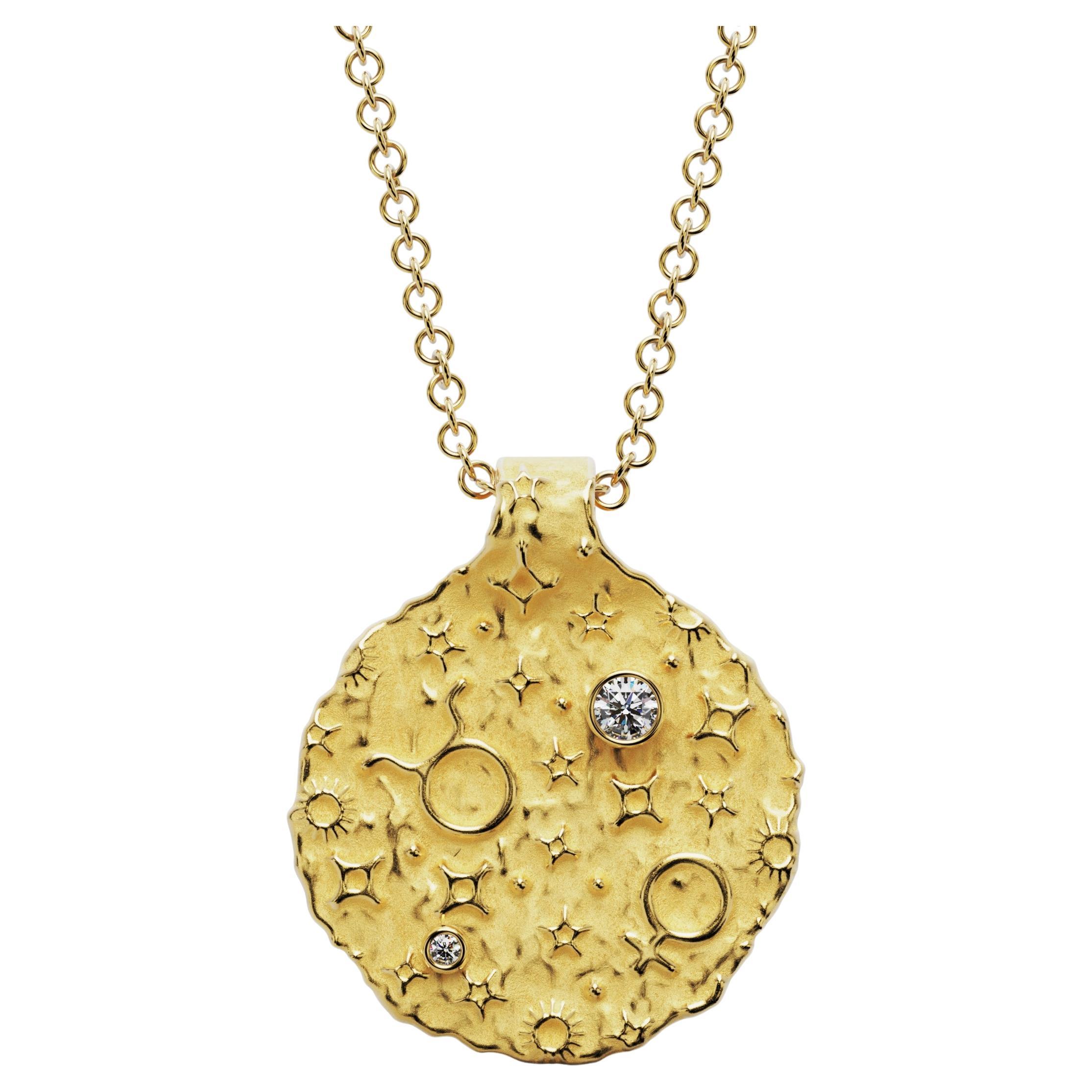 Taurus Zodiac Pendant – 14K Solid Gold – Astrology Necklace  Oltremare Gioielli