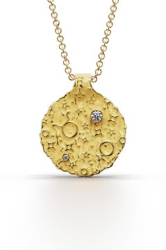 Taurus Zodiac Pendant – 18K Gold – Astrology Necklace By Oltremare Gioielli