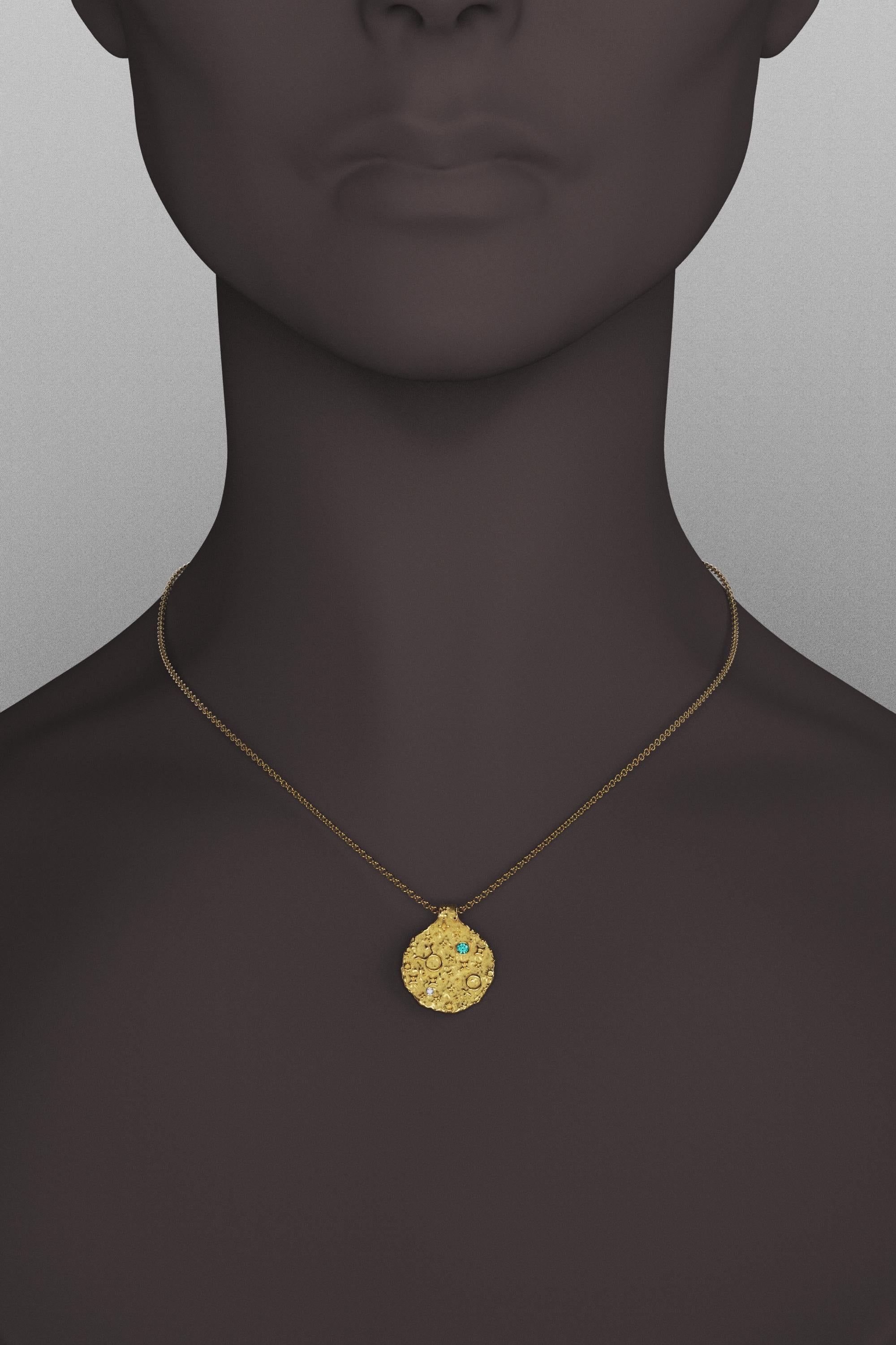 Brilliant Cut Taurus Zodiac Pendant – 18K Gold – Astrology Necklace By Oltremare Gioielli For Sale