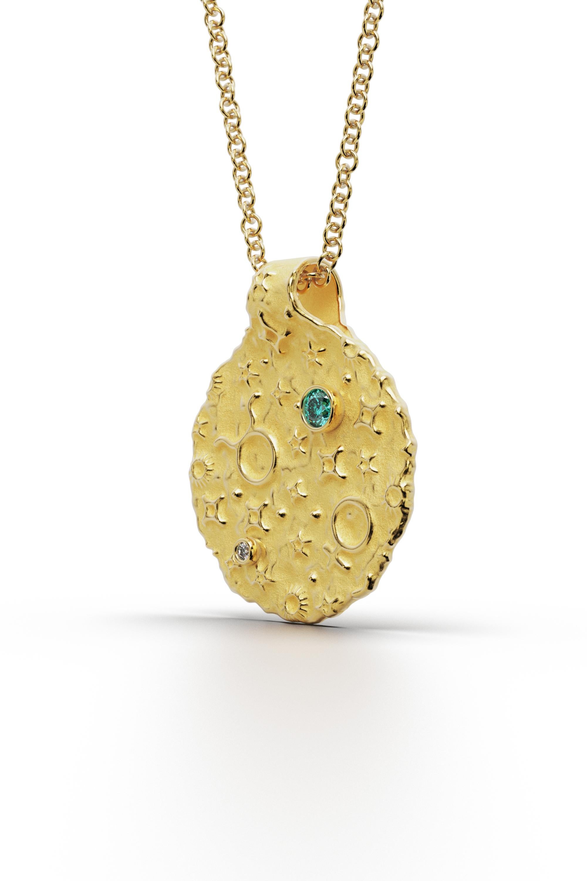 Taurus Zodiac Pendant – 18K Gold – Astrology Necklace By Oltremare Gioielli In New Condition For Sale In Camisano Vicentino, VI