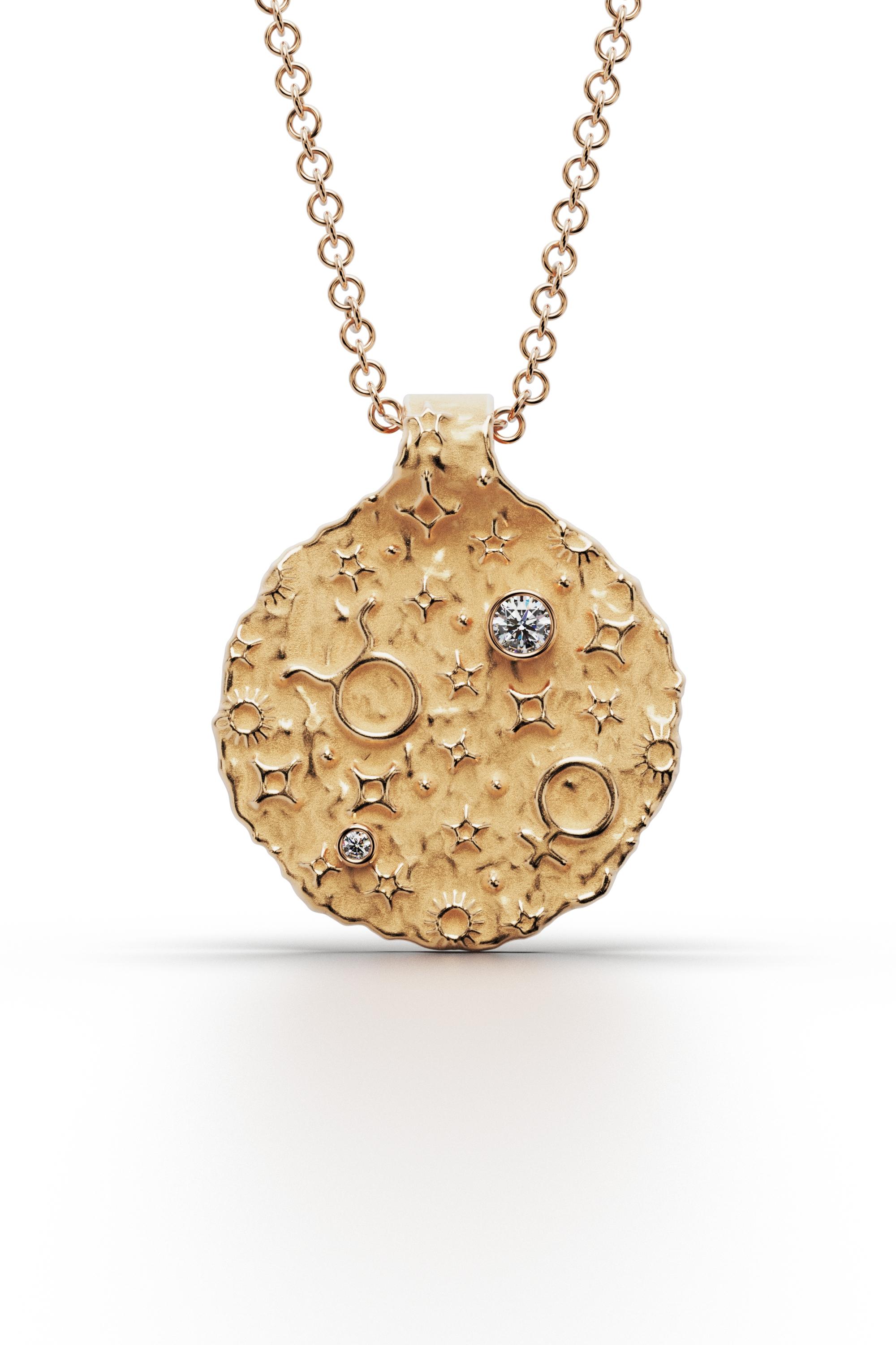 Women's Taurus Zodiac Pendant – 18K Gold – Astrology Necklace By Oltremare Gioielli For Sale