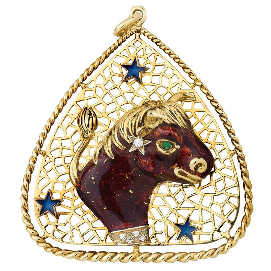 Taurus Zodiac Pendant by Frascarolo For Sale