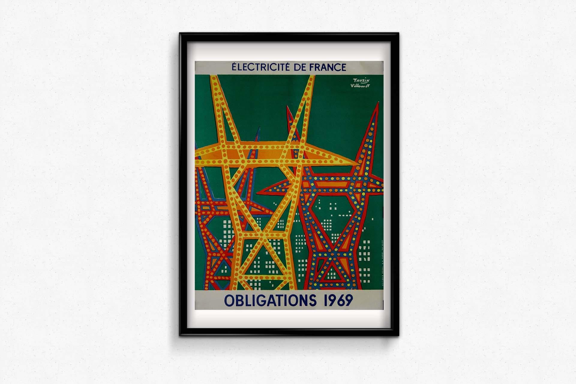 1969 advertising poster for Électricité de France (EDF) Obligations 2