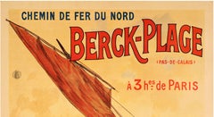 Tauzin, Original-Reiseplakat, Berck Beach, Fischen, Jagen, Segelboot, 1905