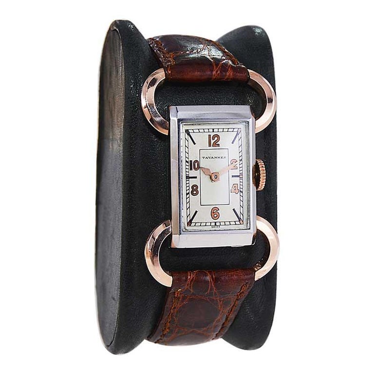 Montre Femme Vintage Tavannes Art Déco - Cadran 14 Carats Or, Diamants Et Rubis