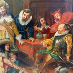 "Tavern Scene" Oil on canvas painting - Ferdinand Tirius (1896-1976)