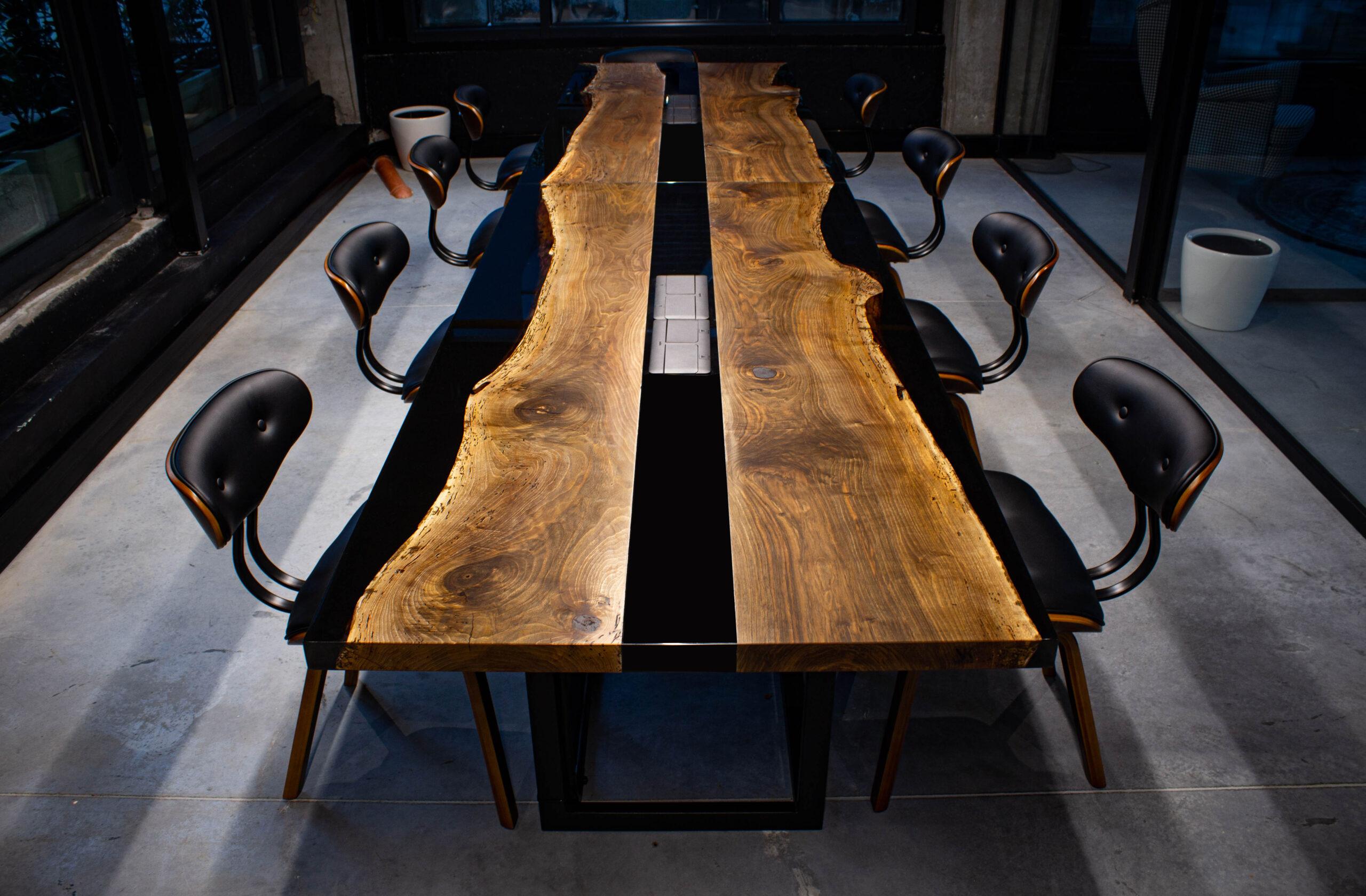 Tavex Dining Table by KV Design
One Of A Kind
Dimensions: D 100 x W 460 x H 77 cm.
Materials: Walnut wood, epoxy resin, and metal.

Everything is custom-made 1 of 1 edition. Please contact us.

The dining table is an essential part of your home