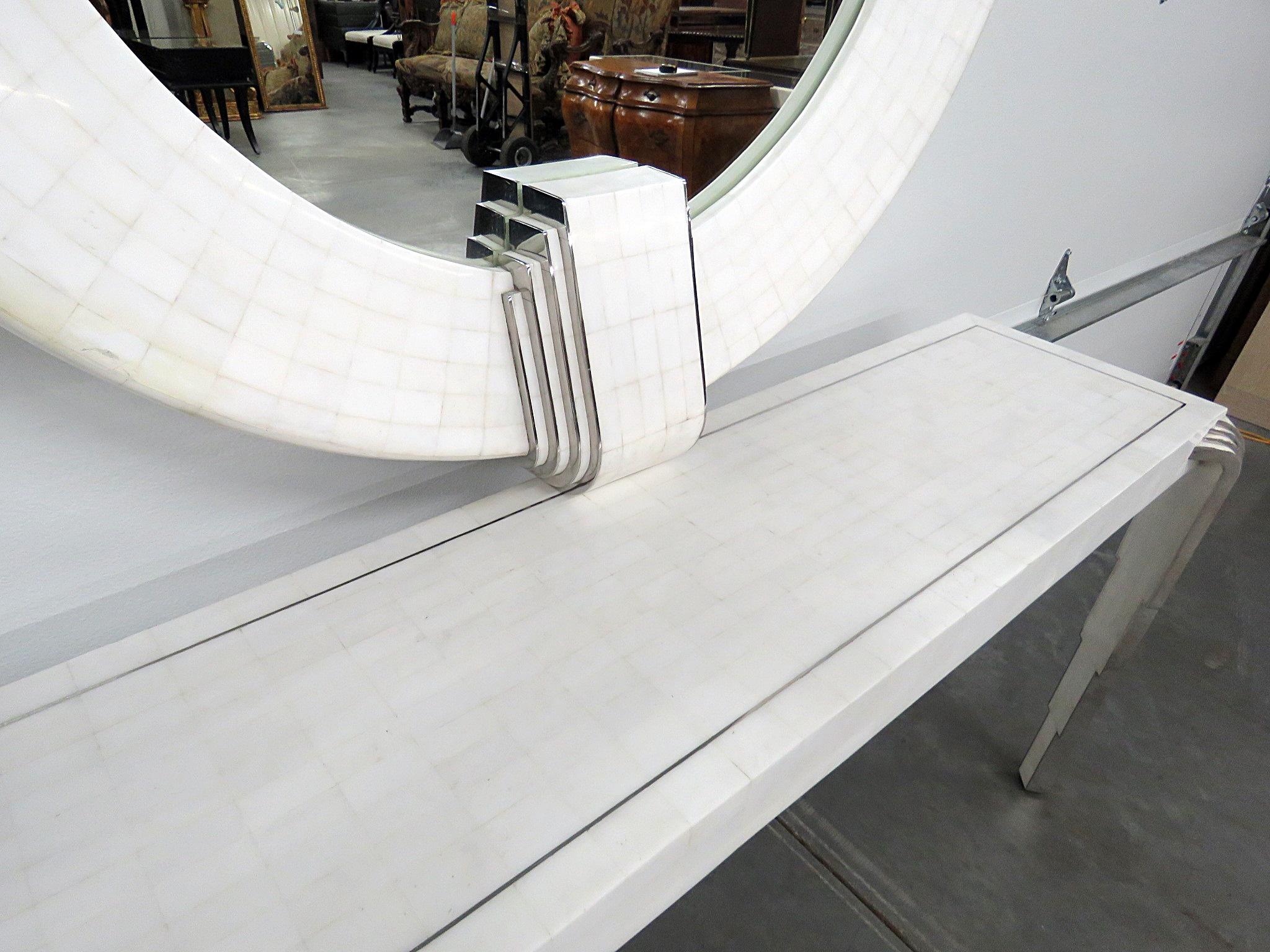 Tavola by Oggetti Art Deco Style Tessellated Console and Mirror 1