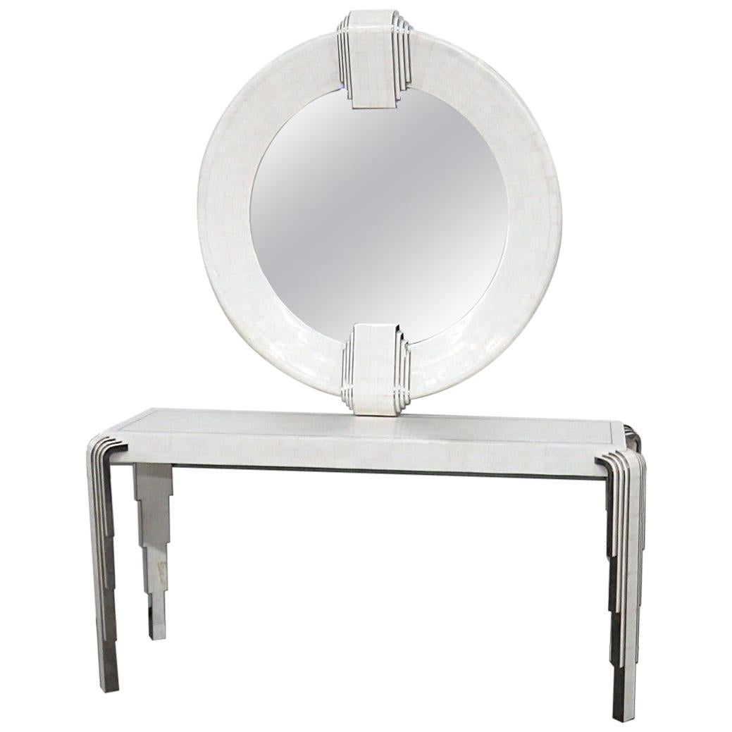 Tavola by Oggetti Art Deco Style Tessellated Console and Mirror