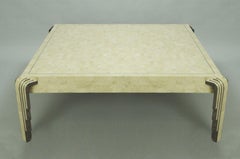 Tavola by Oggetti Tavolino quadrato in Stone Tessellated Chrome 48" Art Deco Form A