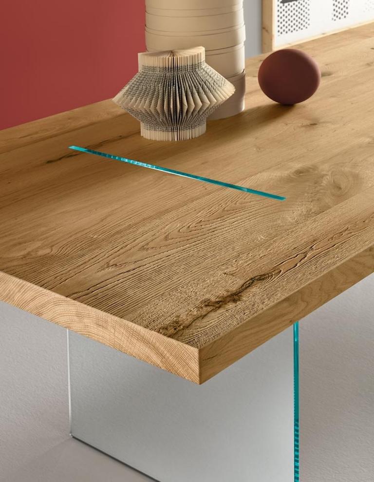 Contemporary Tavolante Aged Oak Dining Table. Designed by Marco Gaudenzi, Made in Italy For Sale