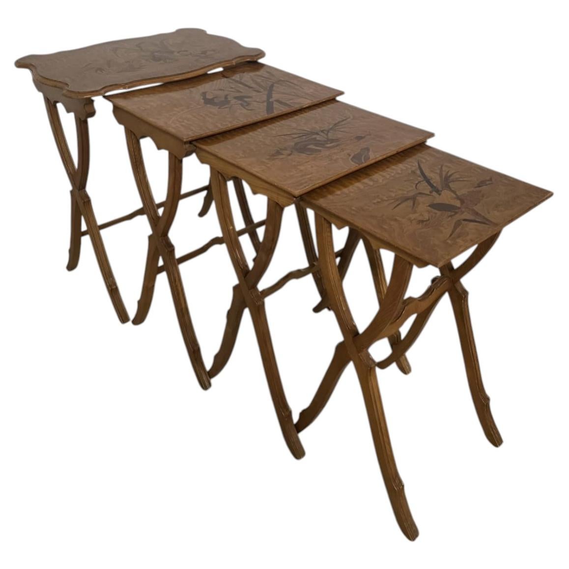 Emile Gallé Inlaid Interlocking Tables For Sale
