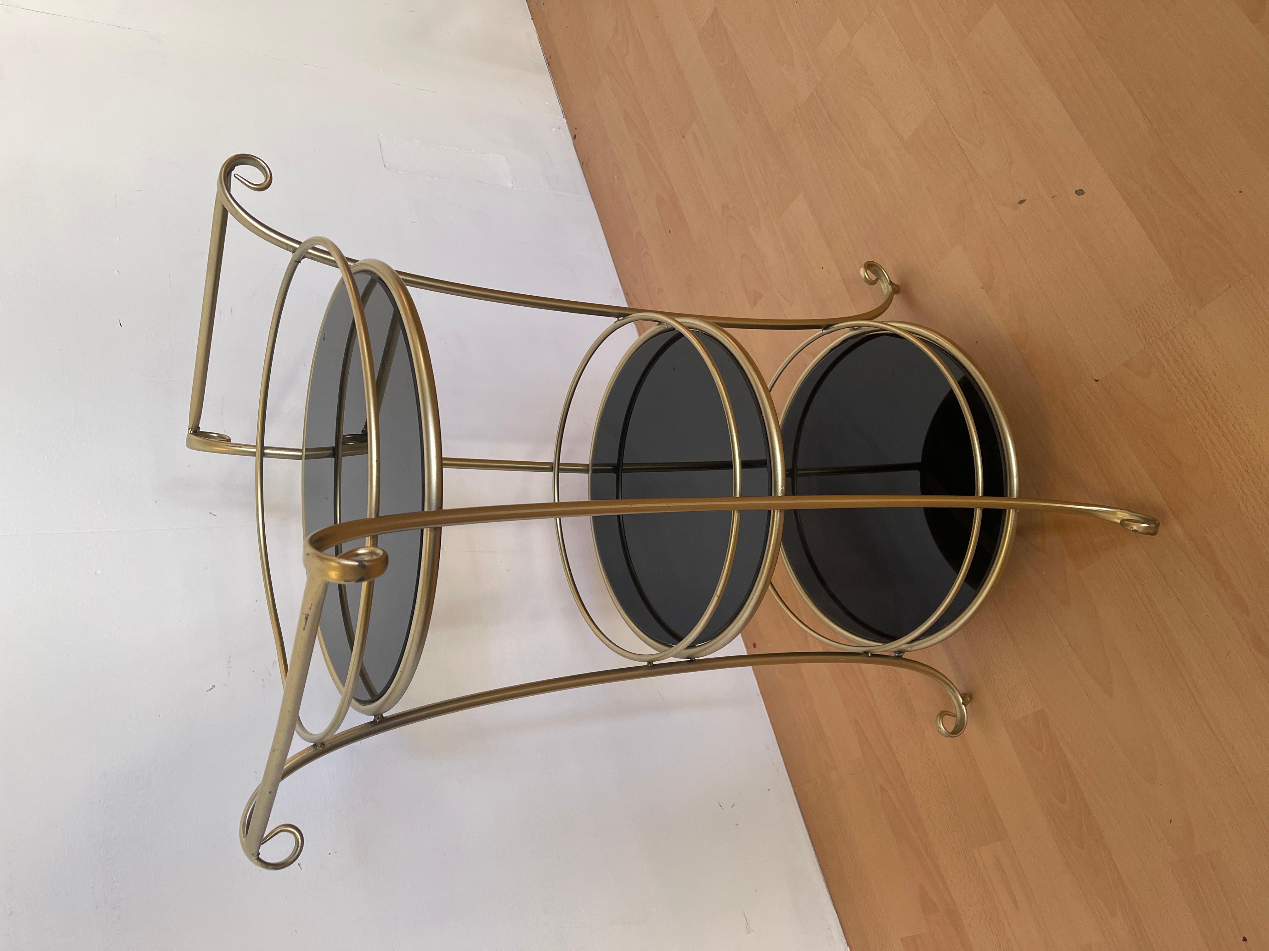 Mesas de cristal y metal latonado 3 tableros estilo diseño 90s Otro en venta