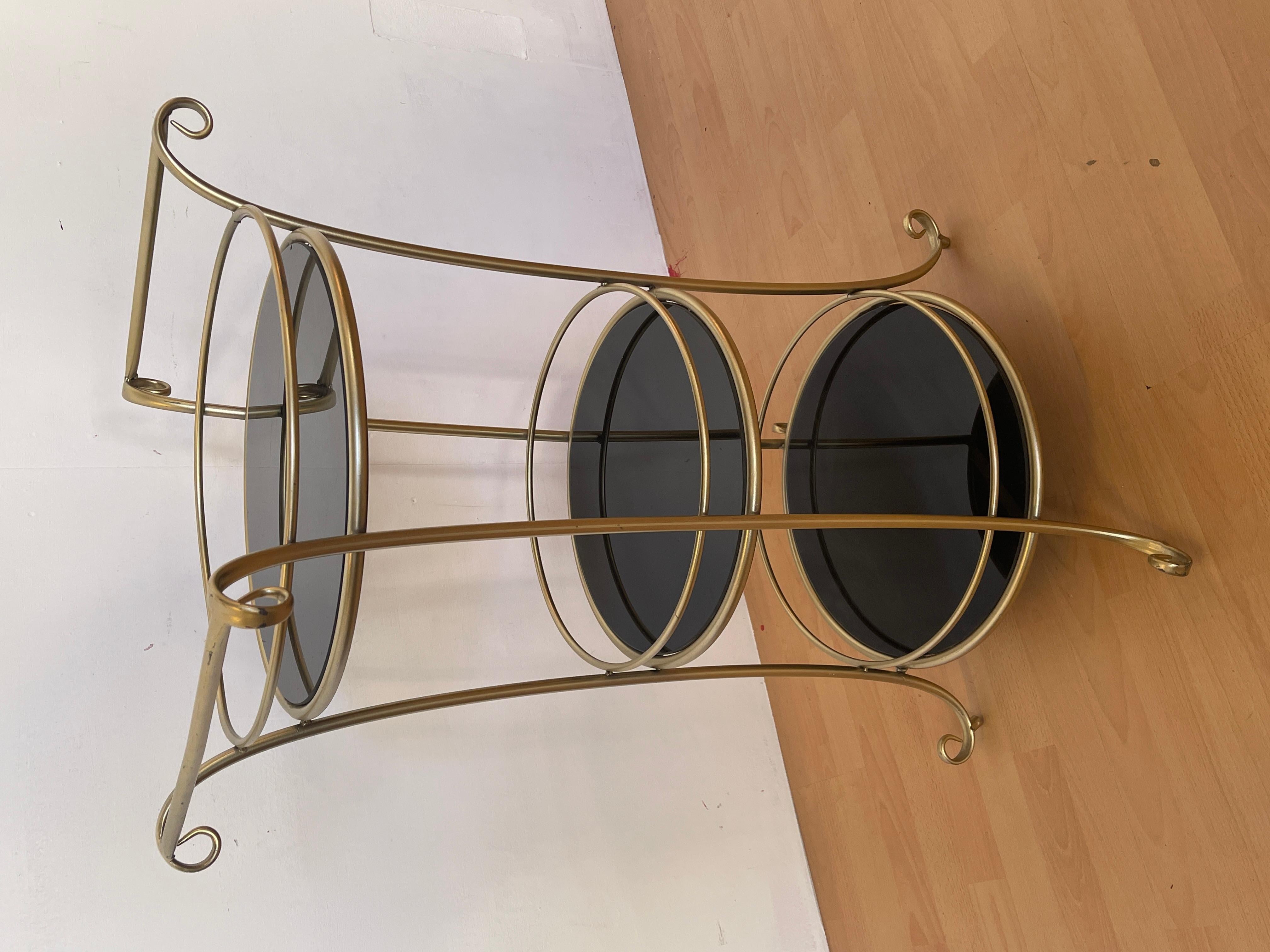 Mesas de cristal y metal latonado 3 tableros estilo diseño 90s Otro en venta