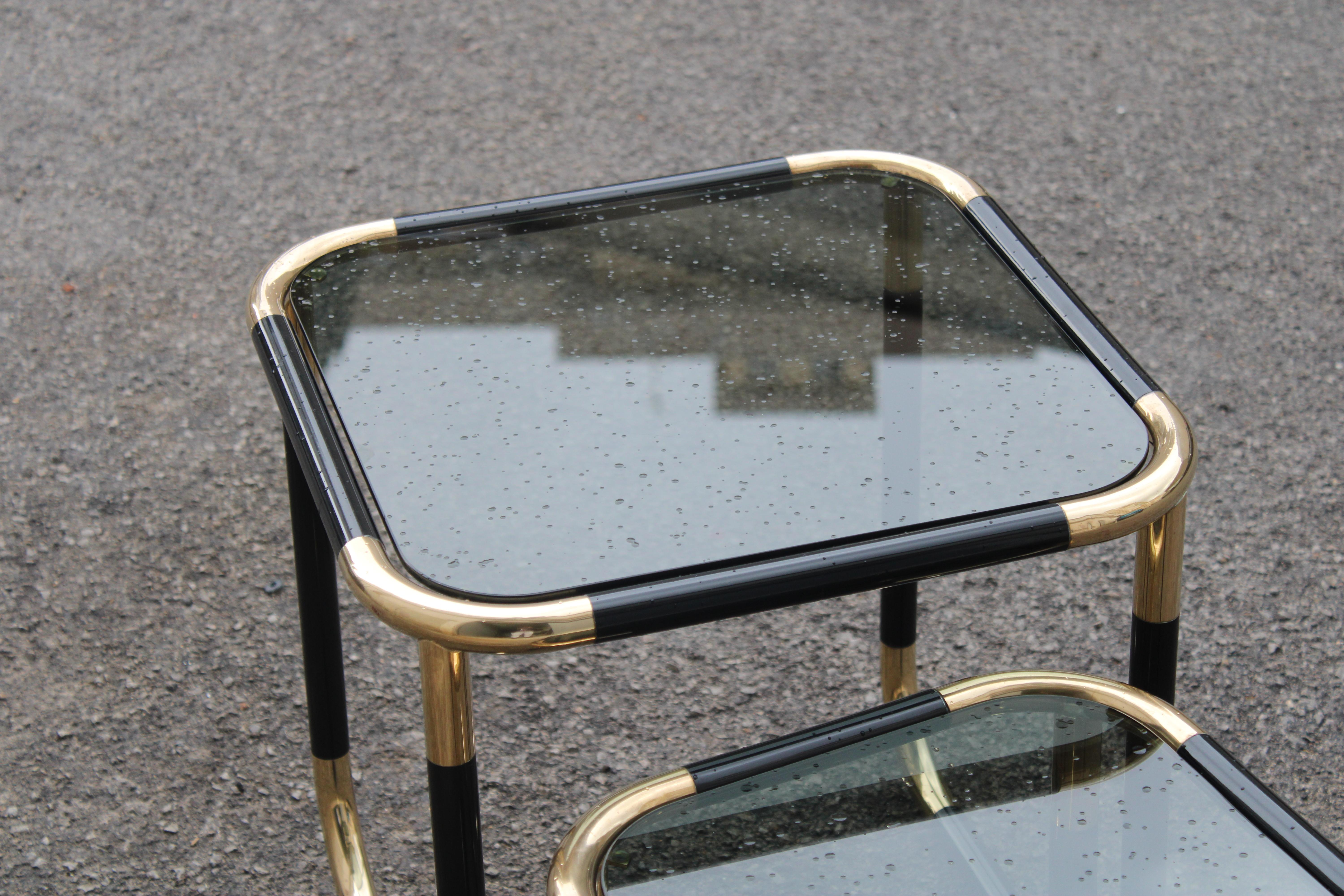 Italian Tavolini ad incastro in tubolare smaltato e Ottone Italia 1960 For Sale