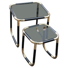 Tavolini ad incastro in tubolare smaltato e Ottone Italia 1960