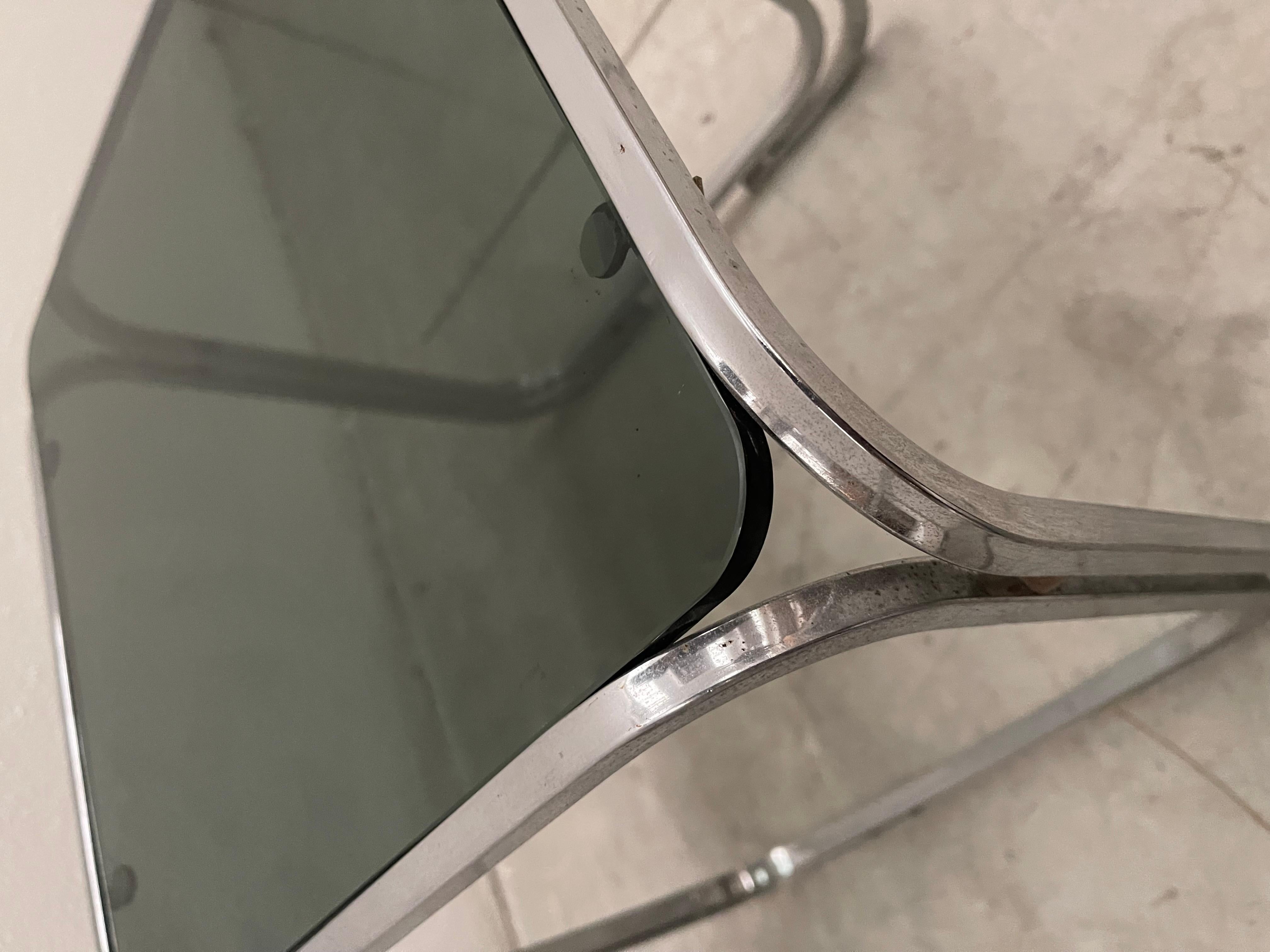 Tables basses imbriquées en acier tubulaire chromé et verre Mid Century 
Collection Private By Domenico Rugiano