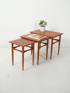 Scandinavian 50s-60s interlocking teak side tables