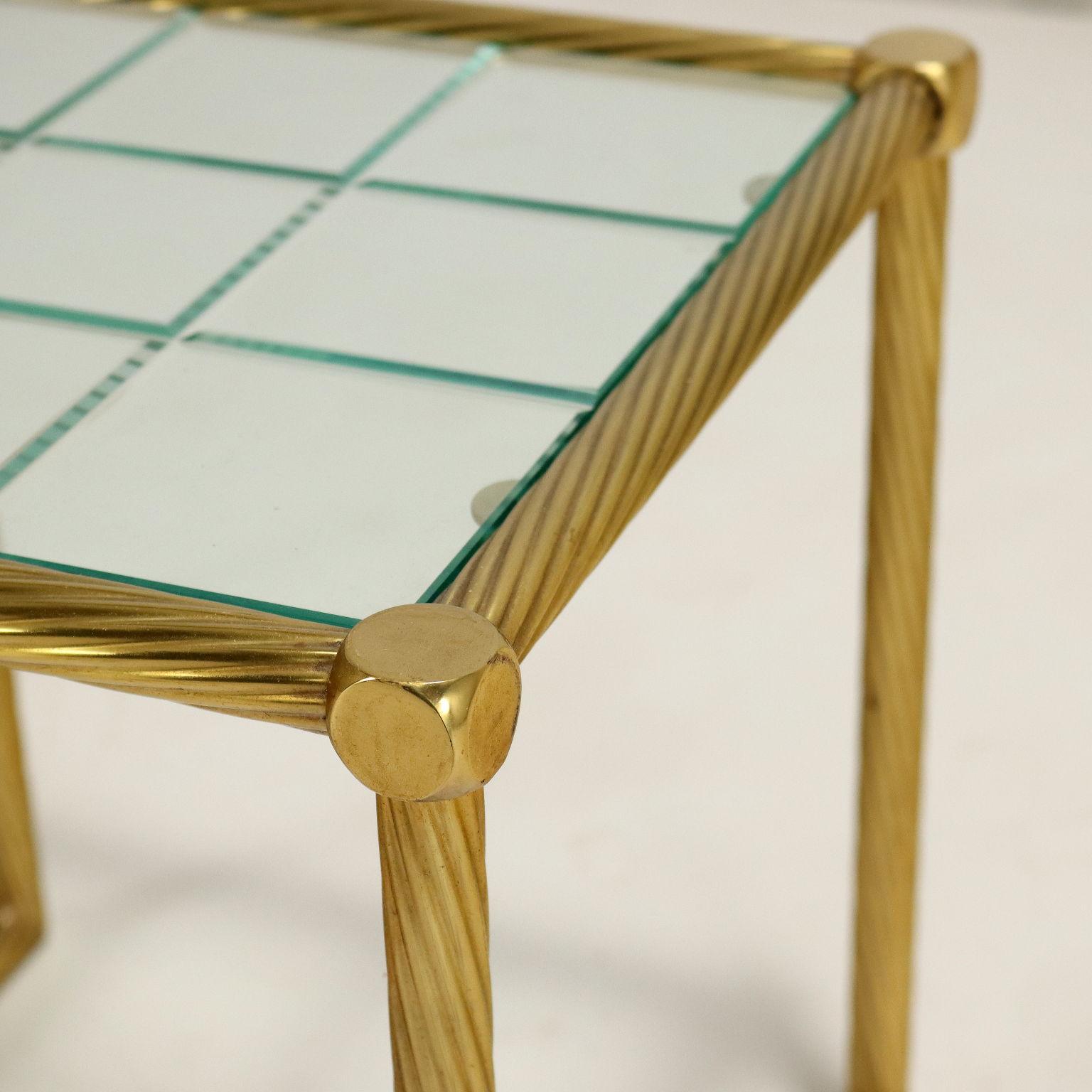 Italian 80s glass and brass coffee tables For Sale