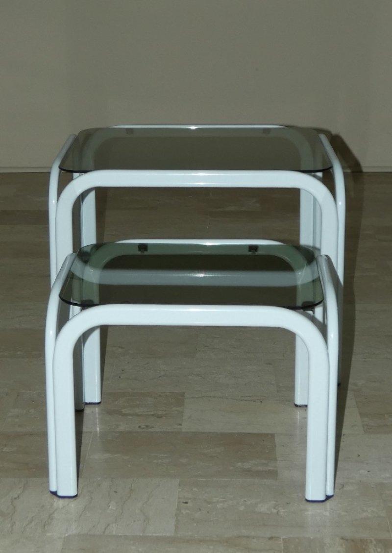 Moderne Tables basses vintage en métal et verre d'Ikea, années 1980 en vente