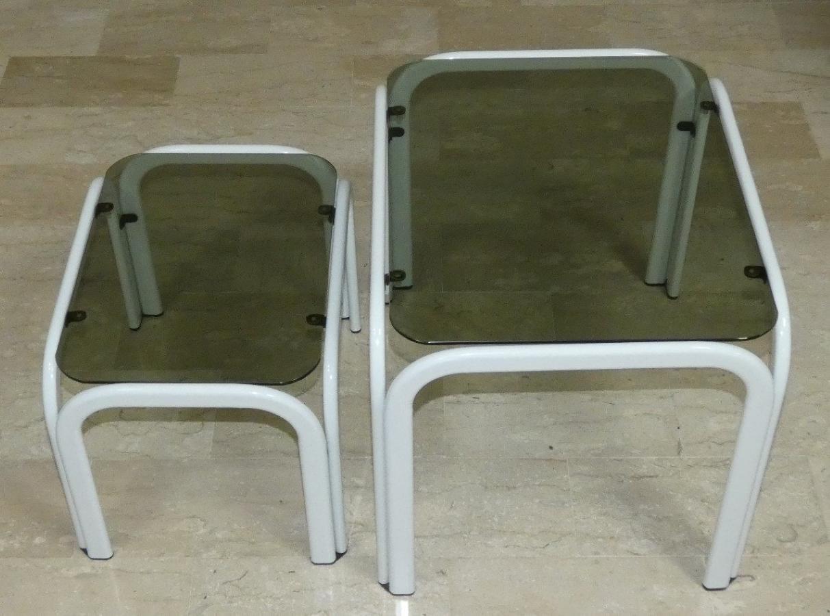Tables basses vintage en métal et verre d'Ikea, années 1980 Excellent état - En vente à modena, Emilia-Romagna