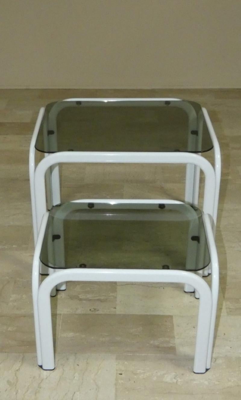 Tables basses vintage en métal et verre d'Ikea, années 1980 en vente 1
