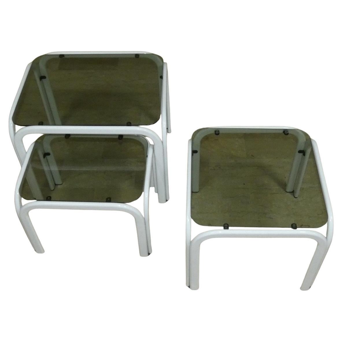 Tables basses vintage en métal et verre d'Ikea, années 1980 en vente