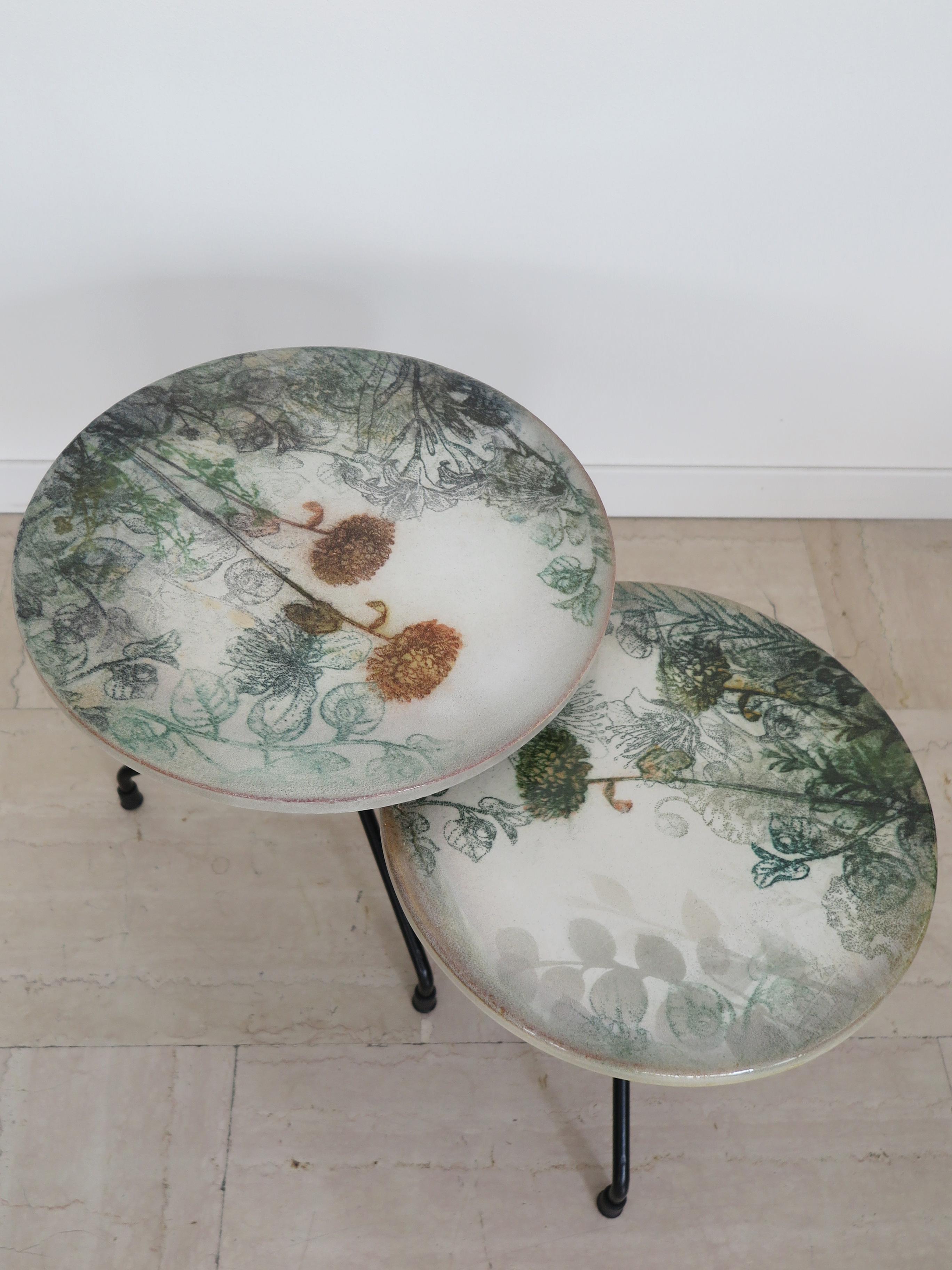 Italian Hand Decorated Ceramic Coffee Tables New Design Capperidicasa In New Condition For Sale In Reggio Emilia, IT