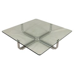 Gianfranco Frattini '784' coffee table for Cassina in metal and glass, 1970s