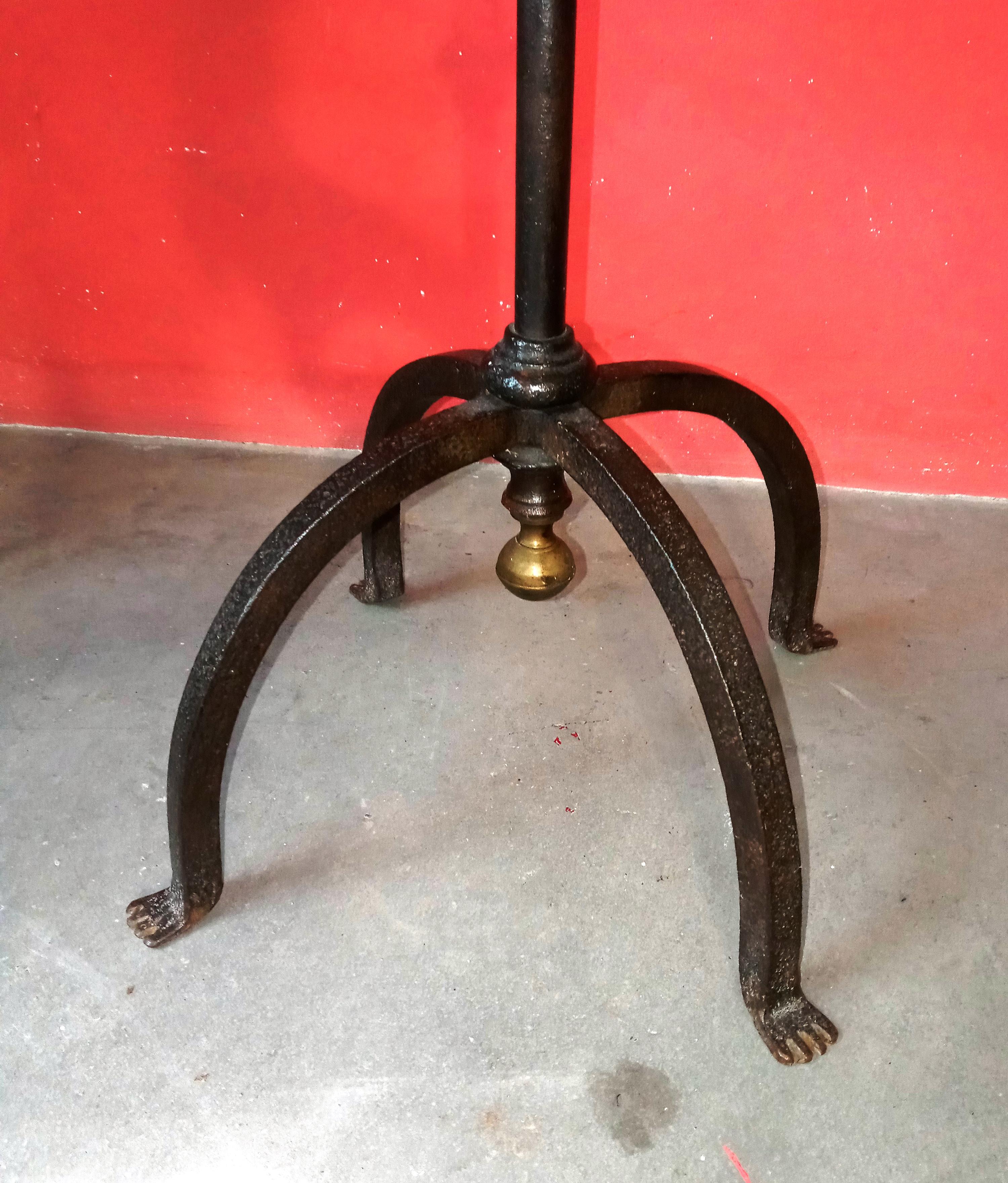 European tall service table, wrought iron 1940s For Sale