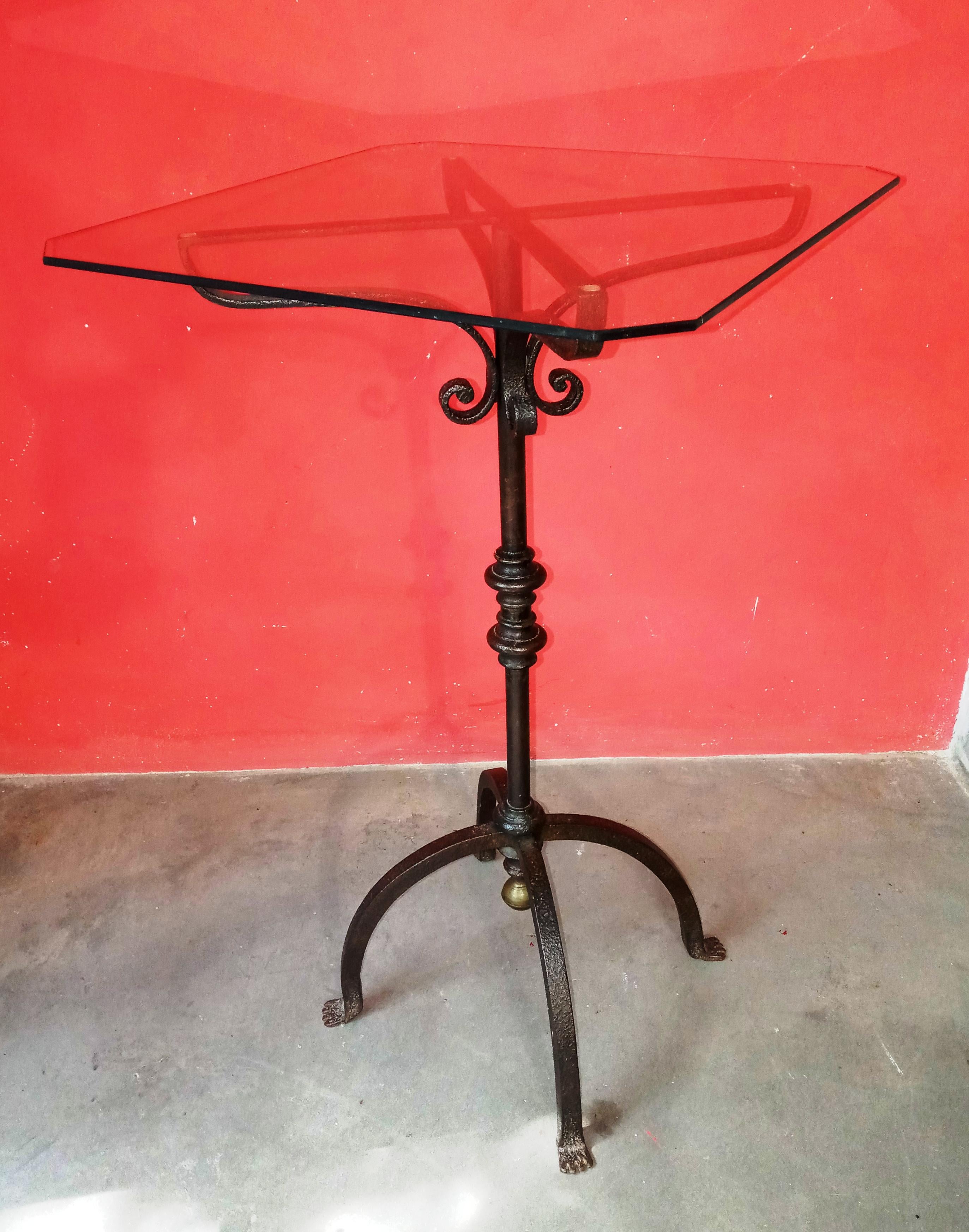 tall service table, wrought iron 1940s In Good Condition For Sale In Felino, IT