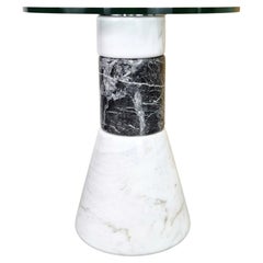 Table d'appoint en marbre et verre Acerbis, production des années 1980