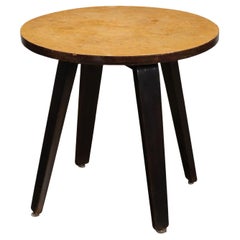 1940s round ebonized wood center coffee table