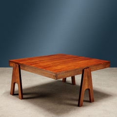 Mesa de centro de los años 50 Angelo Mangiarotti Bruno Morassutti, marrón, madera