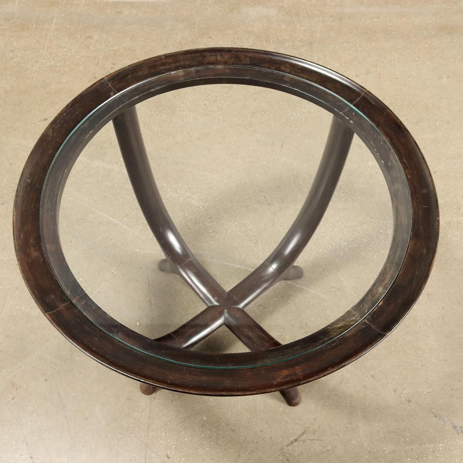 1950s coffee table in ebony-stained wood and glass In Good Condition For Sale In Milano, IT