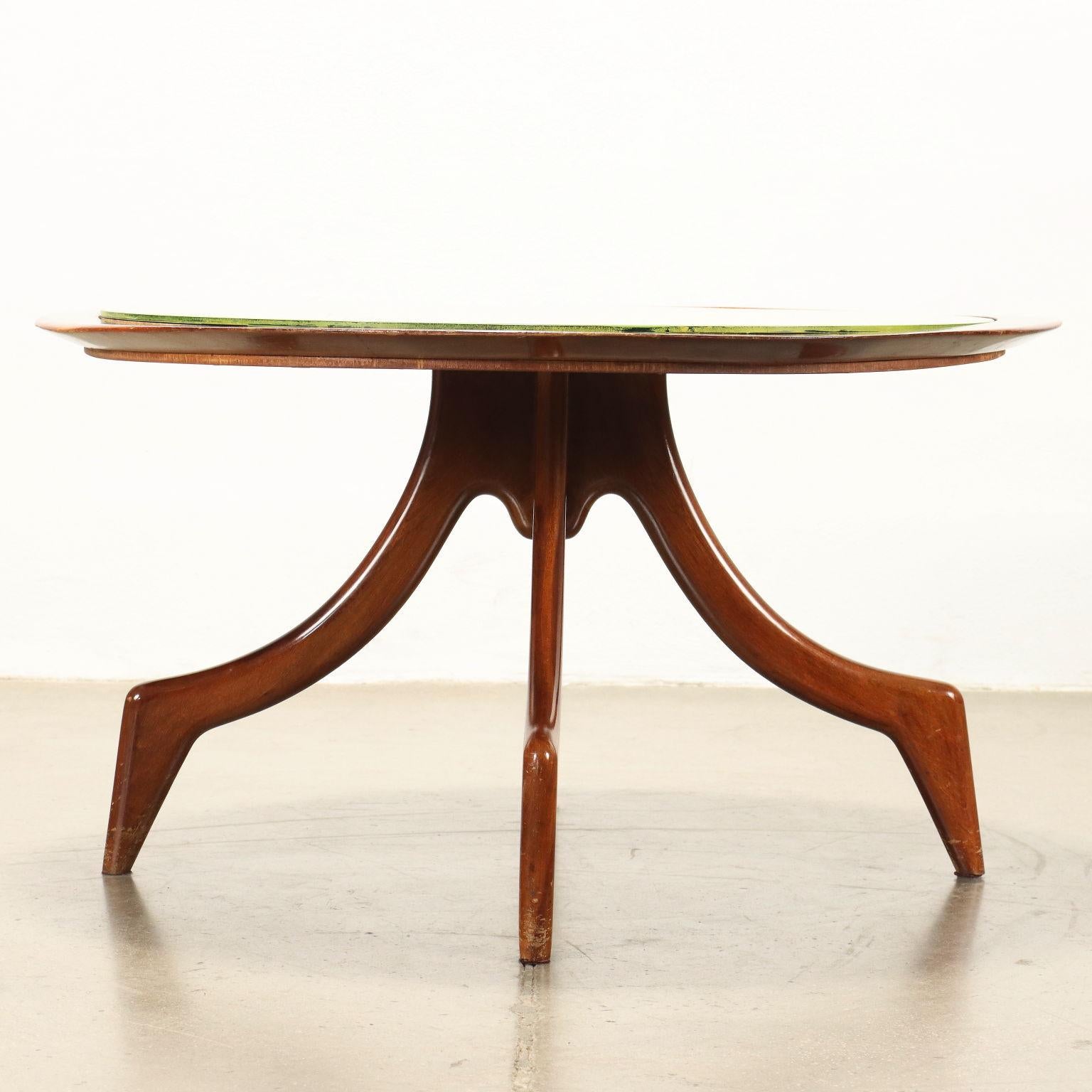 Mid-20th Century Tavolino Anni 50, verde e marrone For Sale