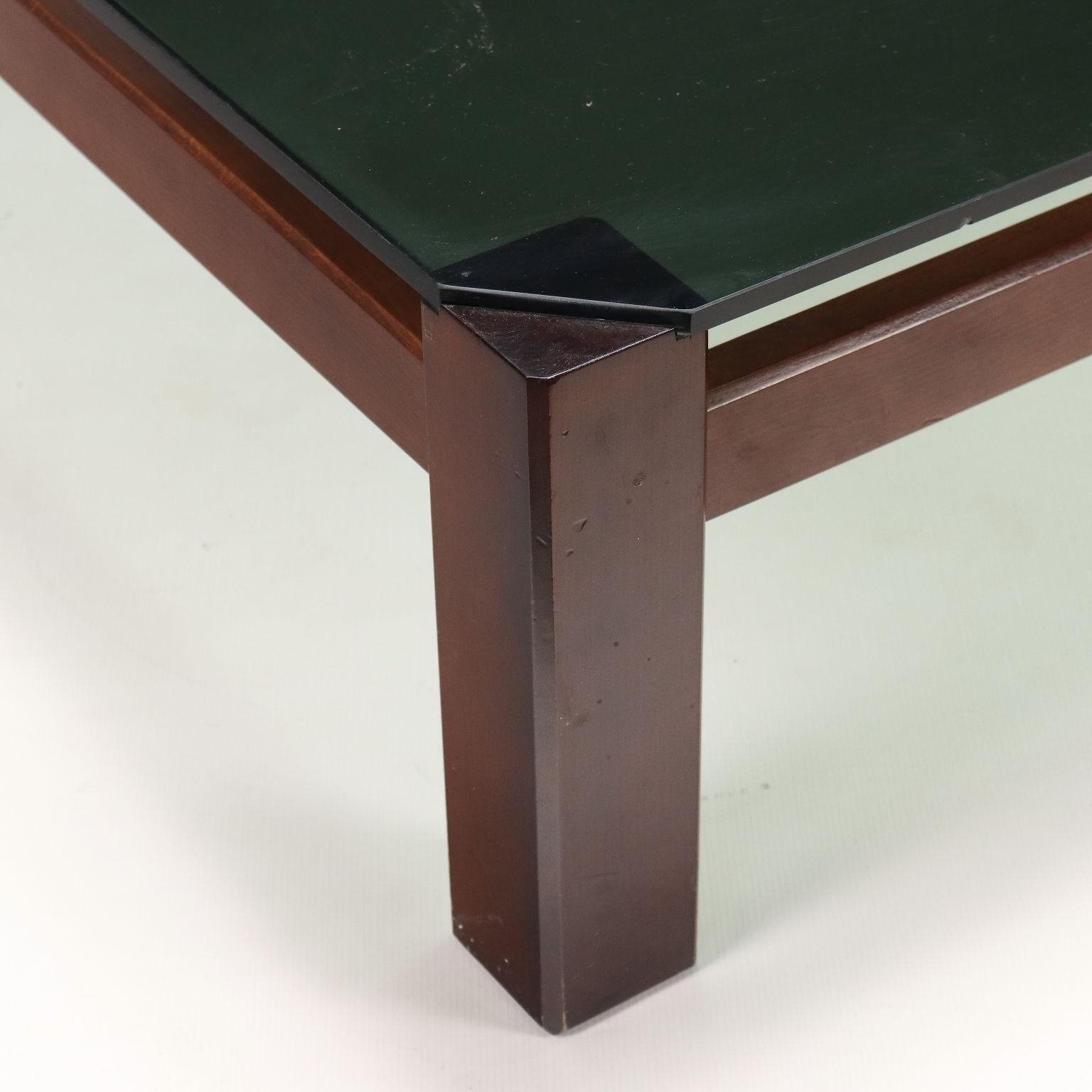Mid-Century Modern Table basse des années 70-80 avec plateau en verre en vente