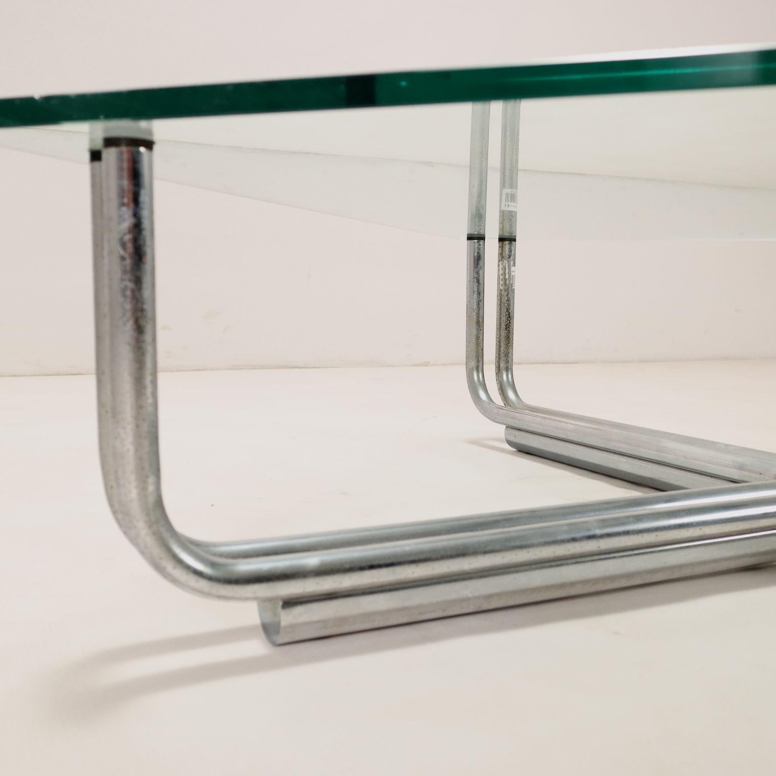 Mid-Century Modern Tavolino Anni '70 Gianfranco Frattini per Cassina in metallo e vetro For Sale