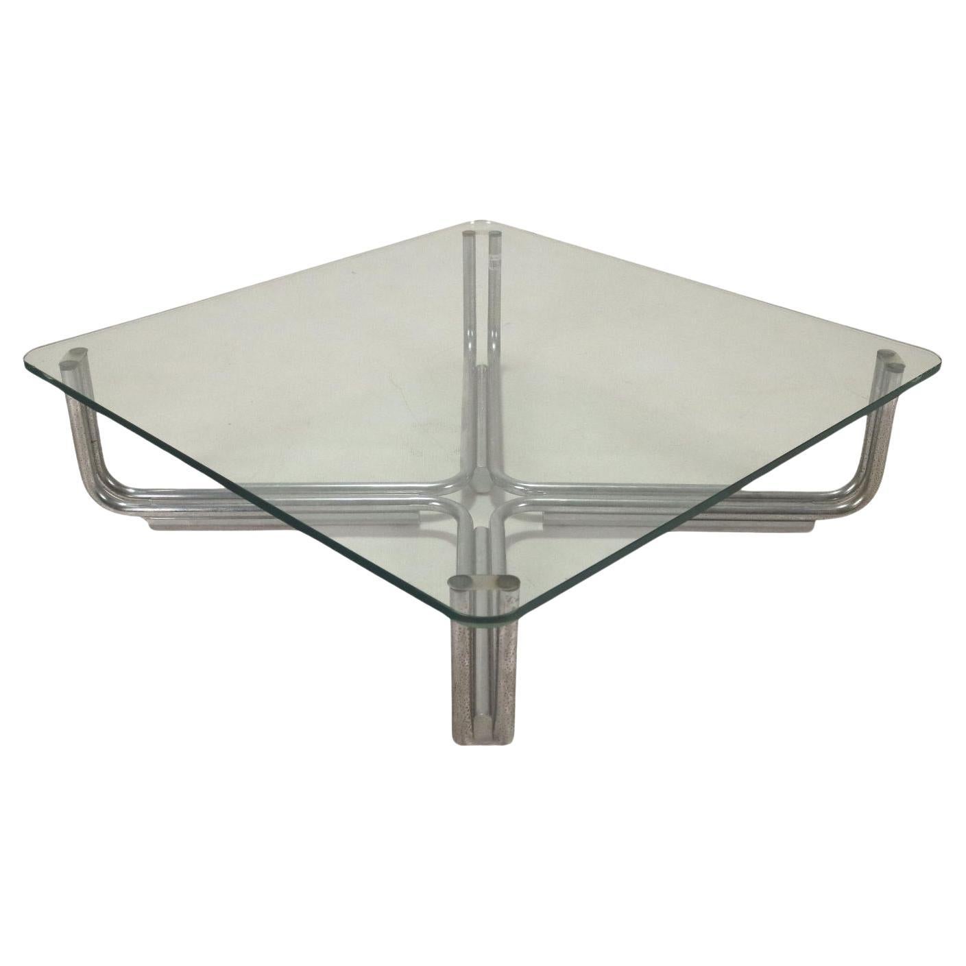 Gianfranco Frattini for Cassina 1970s coffee table in metal and glass