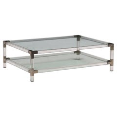 Rechteckiger Couchtisch aus Glas und Plexiglas aus den 1970er Jahren