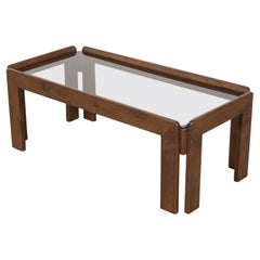 Vintage 70s coffee table in wood and glass design Afra and Tobia Scarpa