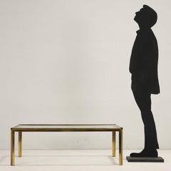 Table basse en verre et laiton des années 80