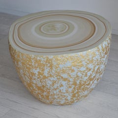 Coffee Table Ivory Shades Neutral Color and Gold Reflections Handmade by Cupioli