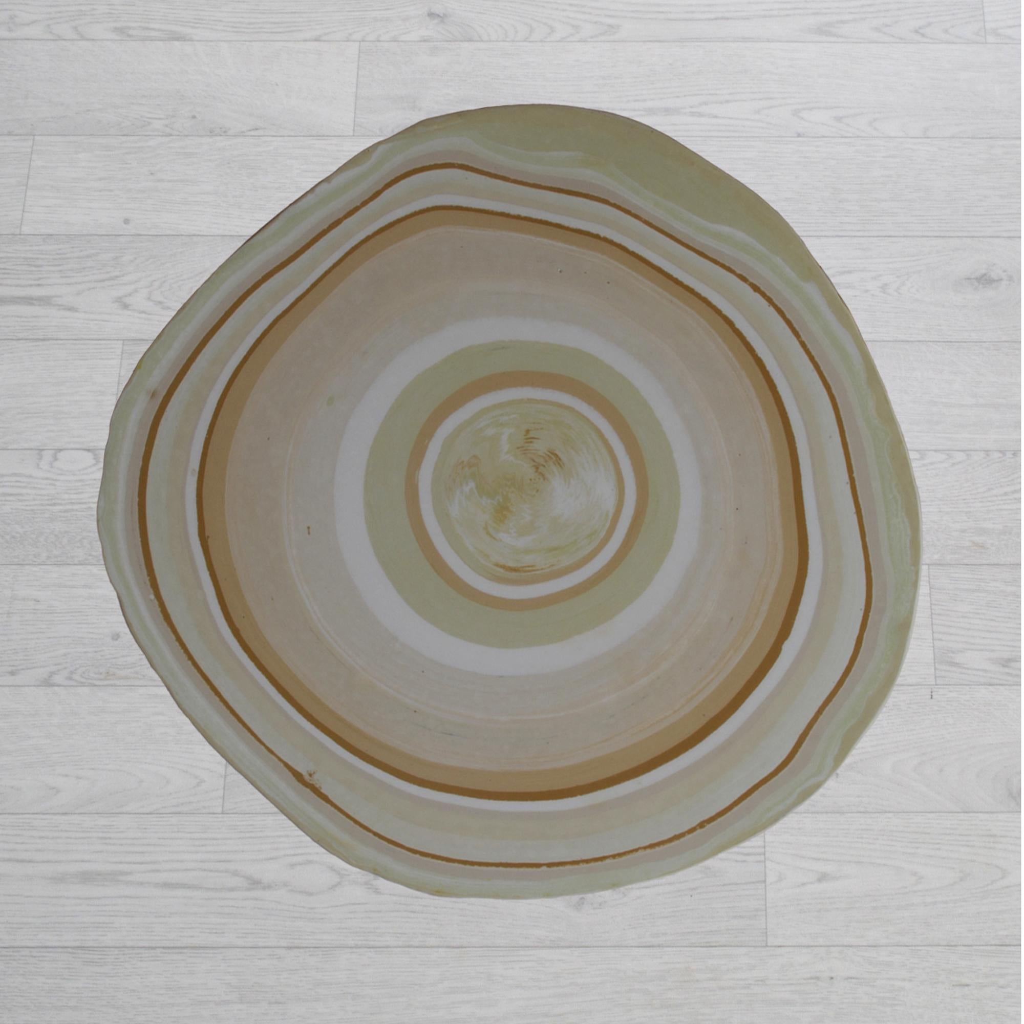 Italian Coffee Table Ivory Shades Neutral Color and Gold Reflections Handmade by Cupioli For Sale