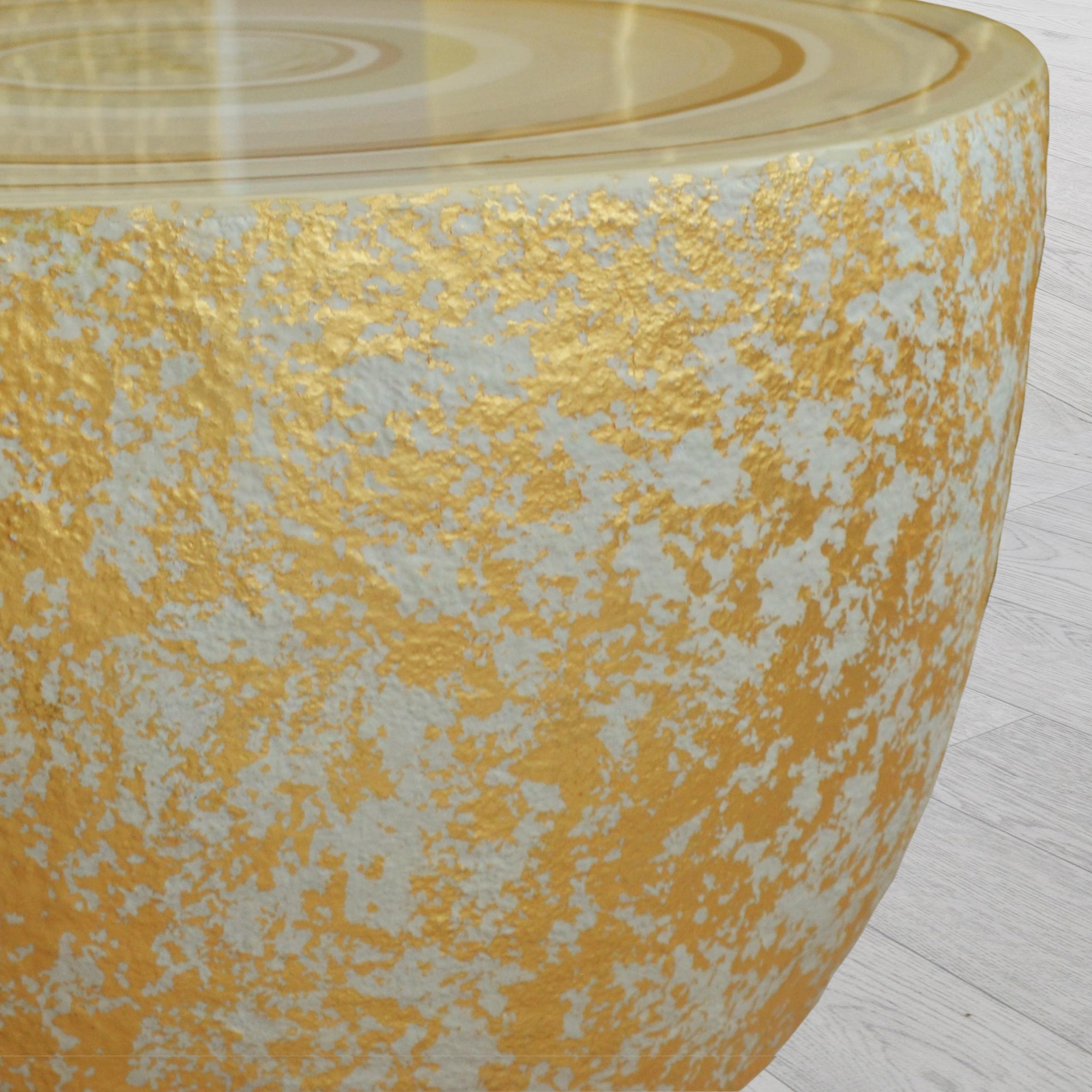 Gilt Coffee Table Ivory Shades Neutral Color and Gold Reflections Handmade by Cupioli For Sale
