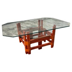 Bamboo and Glass Double-Shelf Coffee Table -  Maugrion/Roche Bobois - France - '80s