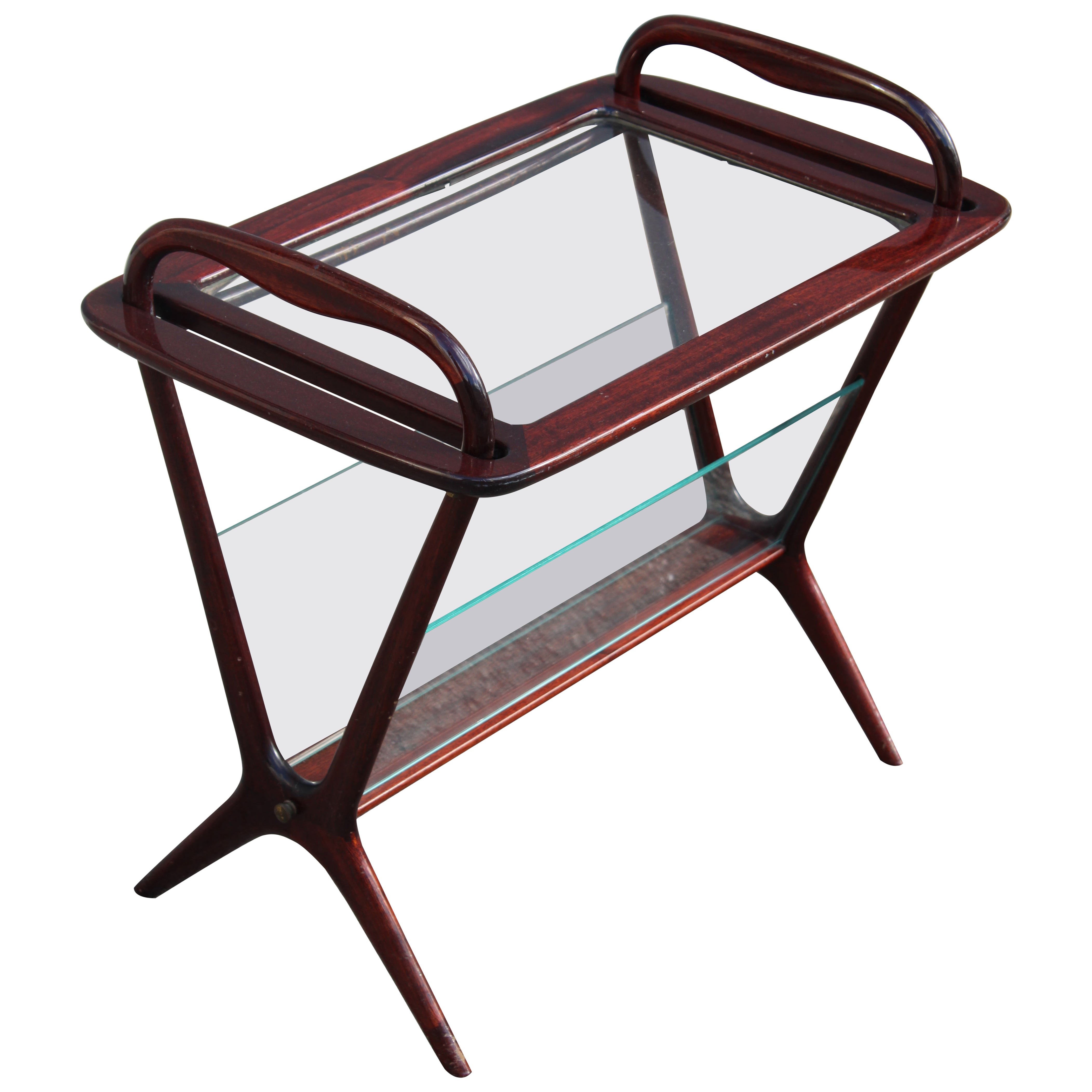 Coffee Bar Table with Tray and Magazine Holder Ico Parisi De Baggis For Sale